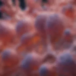 Microscopic view of acinar lung cancer cells