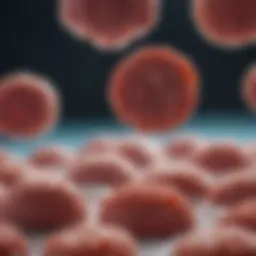 A close-up view of cultured meat cells under a microscope.