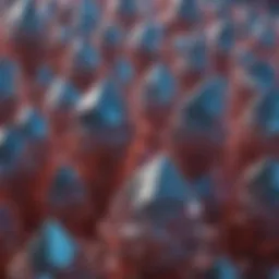 Macro view of niobium crystals exhibiting their unique structure
