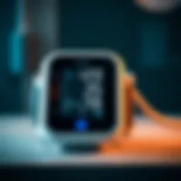 A modern blood pressure monitor showcasing its digital interface and features