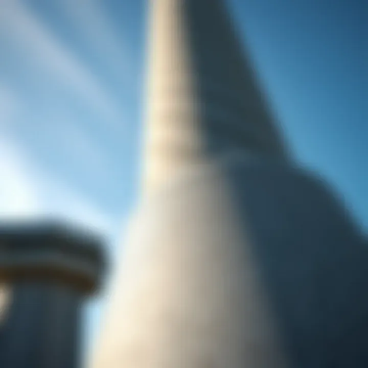 Close-up view of a concrete pylon showcasing its robust design and texture