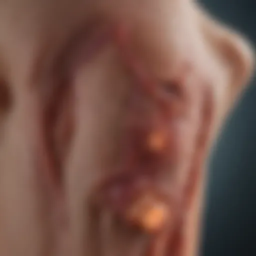 Detailed illustration of joint inflammation characteristic of rheumatoid arthritis