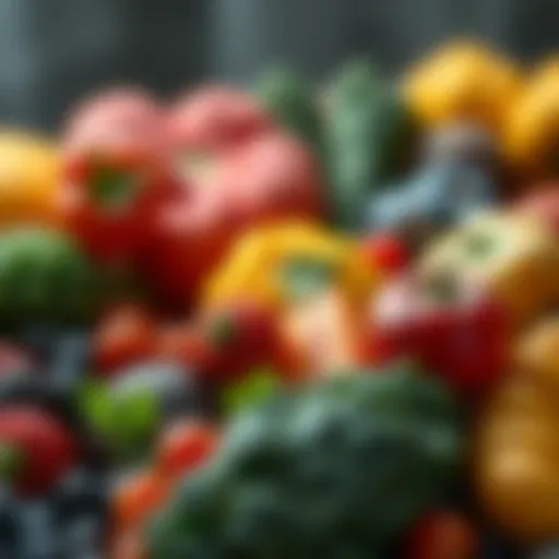 Colorful fruits and vegetables rich in antioxidants