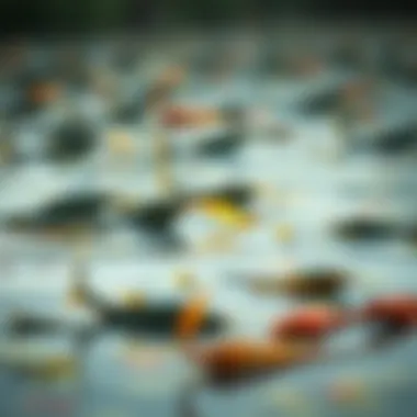 A polluted lake with visibly affected aquatic life, highlighting the consequences of acid rain on water bodies.