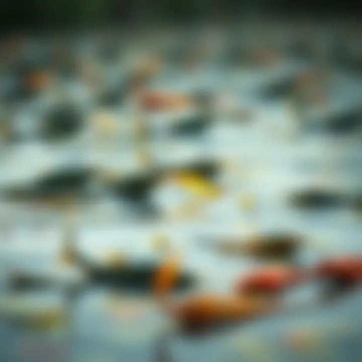 A polluted lake with visibly affected aquatic life, highlighting the consequences of acid rain on water bodies.