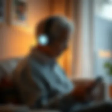 Empowering Independence with Smart Devices Smart home device assisting an elderly person