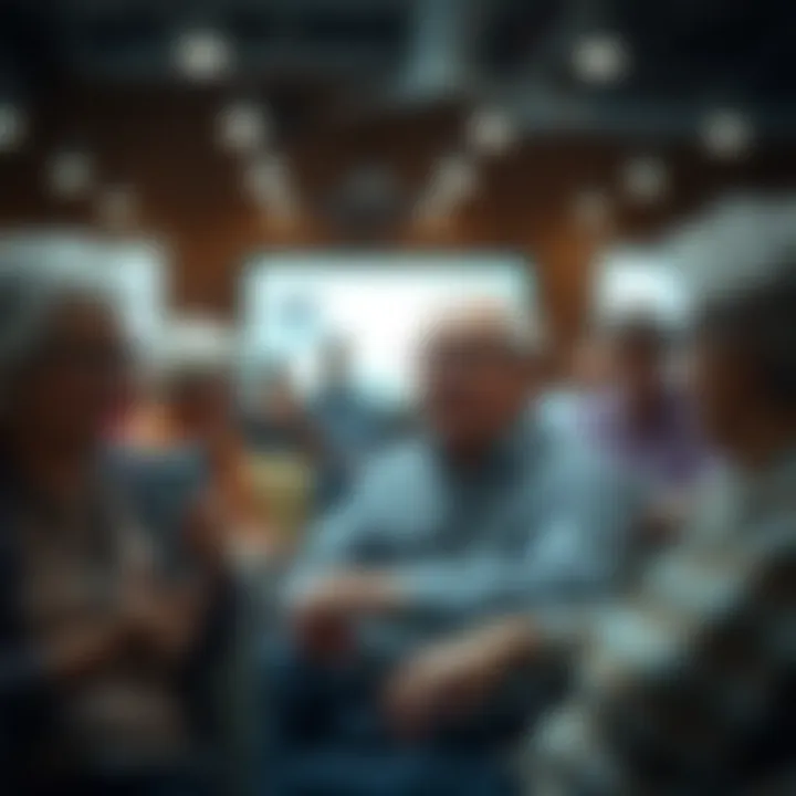 Group of elderly individuals attending a technology workshop