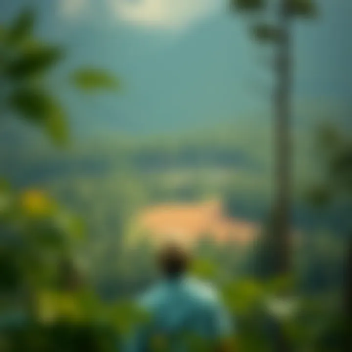 A vast forest with trees being cut down representing deforestation