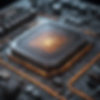 Intricacies of Semiconductor Design A detailed micrograph of a semiconductor chip showcasing its intricate design.