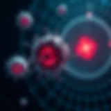 Illustration of radiation therapy targeting cancer cells