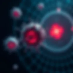 Illustration of radiation therapy targeting cancer cells