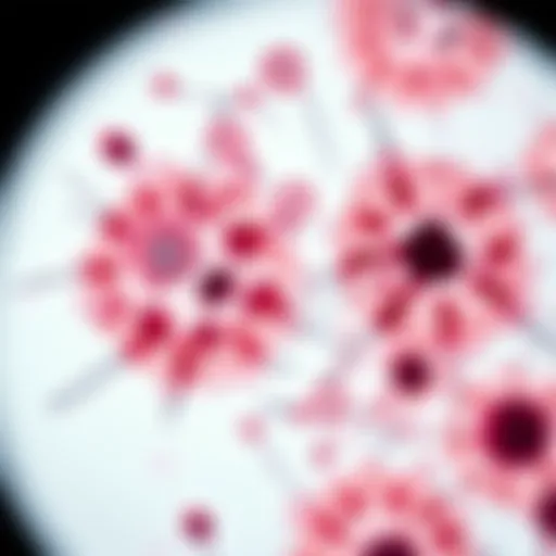 Detailed view of lung cancer cells under a microscope