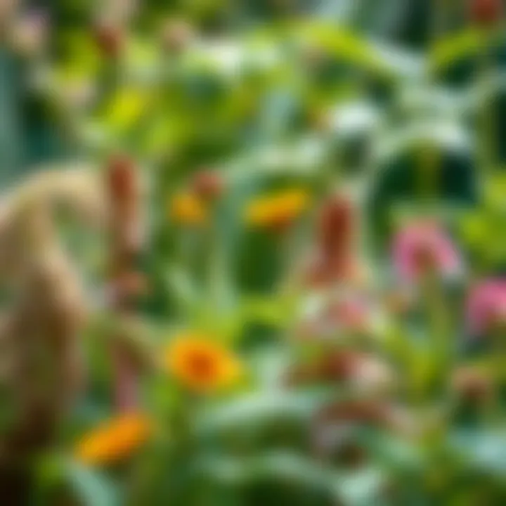 Nature's Pharmacy: A Diverse Herbal Landscape A close-up of various herbal plants thriving in nature