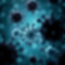 Distinct types of influenza viruses under a microscope