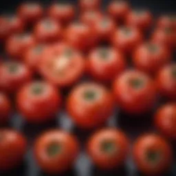 A vibrant display of ripe tomatoes showcasing their rich red color