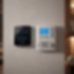 A sophisticated home alarm system displayed on a modern wall unit