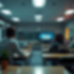 A visually engaging classroom setting incorporating gaming technology.