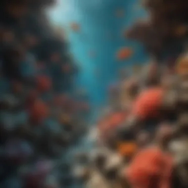 Coral Reef Disruption Due to Pollution Vibrant coral reef affected by plastic waste