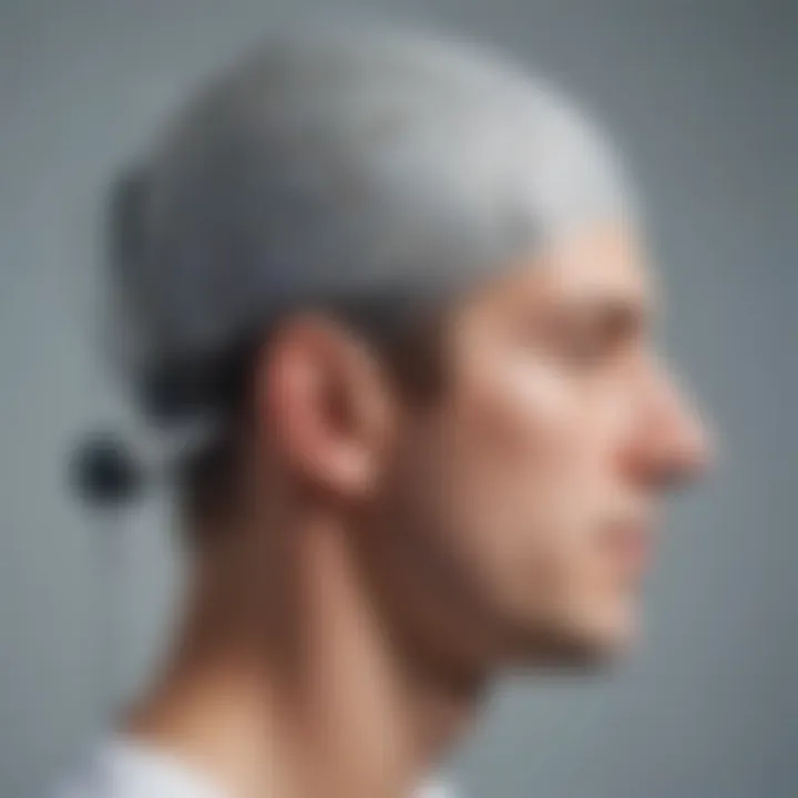 Electroencephalography setup showing electrodes on the scalp