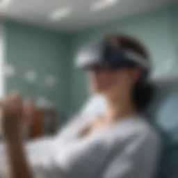 Virtual reality headset in use within a hospital room