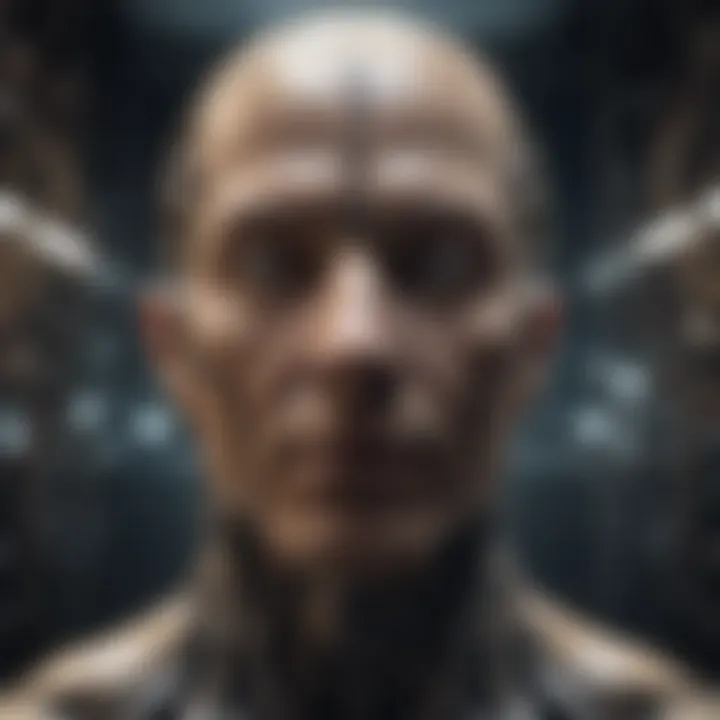 Conceptual art depicting the philosophical implications of AI