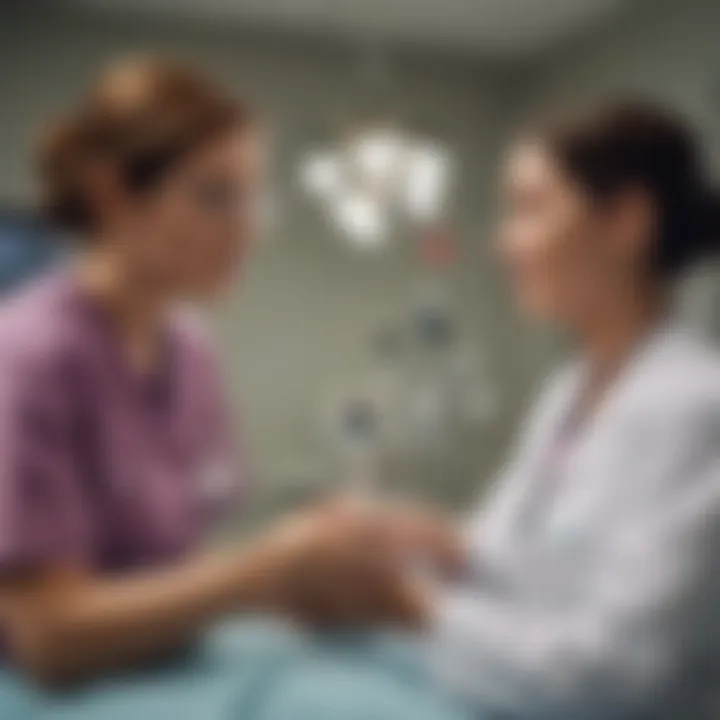 A compassionate healthcare professional interacting with a patient.