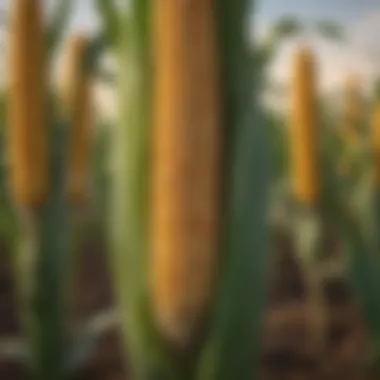 Distinctive Characteristics of GMO Corn A detailed view of GMO corn in a field showcasing its distinctive characteristics