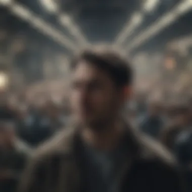 Isolation Amidst the Crowd A solitary figure in a crowded space, illustrating isolation