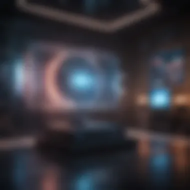 An entertainment setup featuring holographic displays