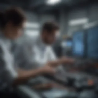 A diverse group of engineers collaborating on a communication project.