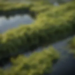 Close-up view of pond scum algae showcasing its intricate structure