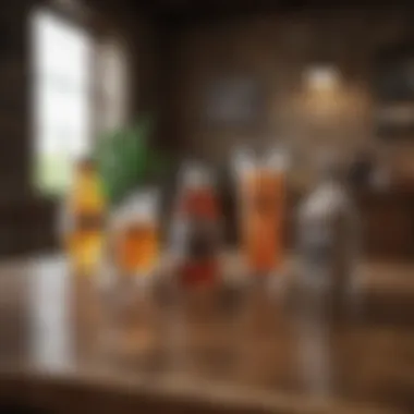 Exploring Probiotic Drink Options A variety of probiotic drinks displayed on a wooden table