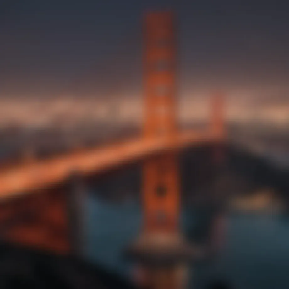 Golden Gate Bridge with university skyline