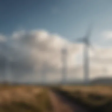 Wind turbines generating clean energy in a landscape