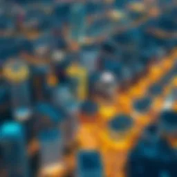 Aerial view of a modern smart city with integrated technology