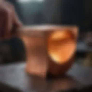 Shaping Heated Copper on Anvil Close-up of heated copper being shaped on an anvil