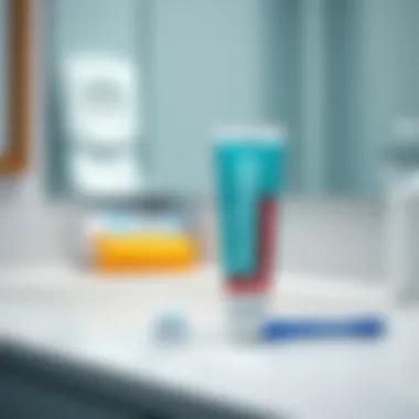 Non-Fluoride Toothpaste in a Dental Care Setting A serene dental care setting featuring a tube of non-fluoride toothpaste alongside a toothbrush on a bathroom counter