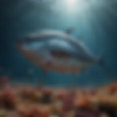 The Interconnectedness of Marine Species and Tuna A diverse marine ecosystem thriving, illustrating the interconnectedness of species.