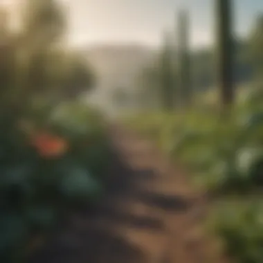 Interplay Between GMOs and Natural Ecosystems A serene landscape showing the interplay between natural ecosystems and GMO crops