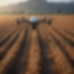 A precision drone surveying a vast agricultural field.