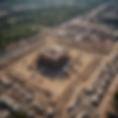 Aerial view of a construction site surveyed by drone technology