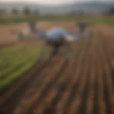 UAV Applications in Agriculture Drone capturing agricultural land for precision farming