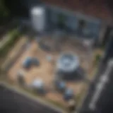 Aerial view of a smart water meter installation