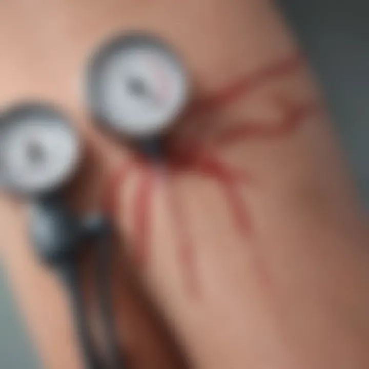 Diagram showing systolic and diastolic blood pressure readings