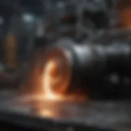 Detailed view of cold forging machinery