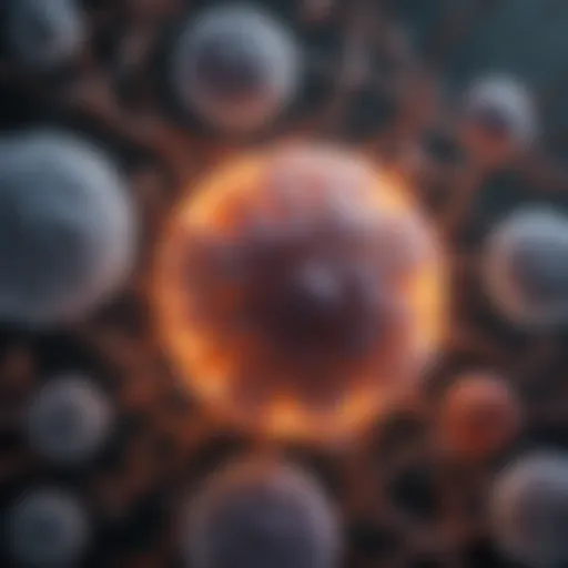 Microscopic view of glioblastoma cells showcasing aggressive characteristics