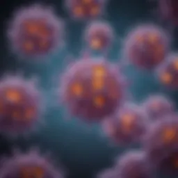 An abstract representation of pancreatic cancer cells under a microscope