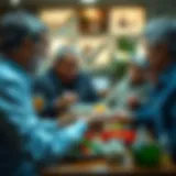 Elderly individuals engaging in a healthy meal