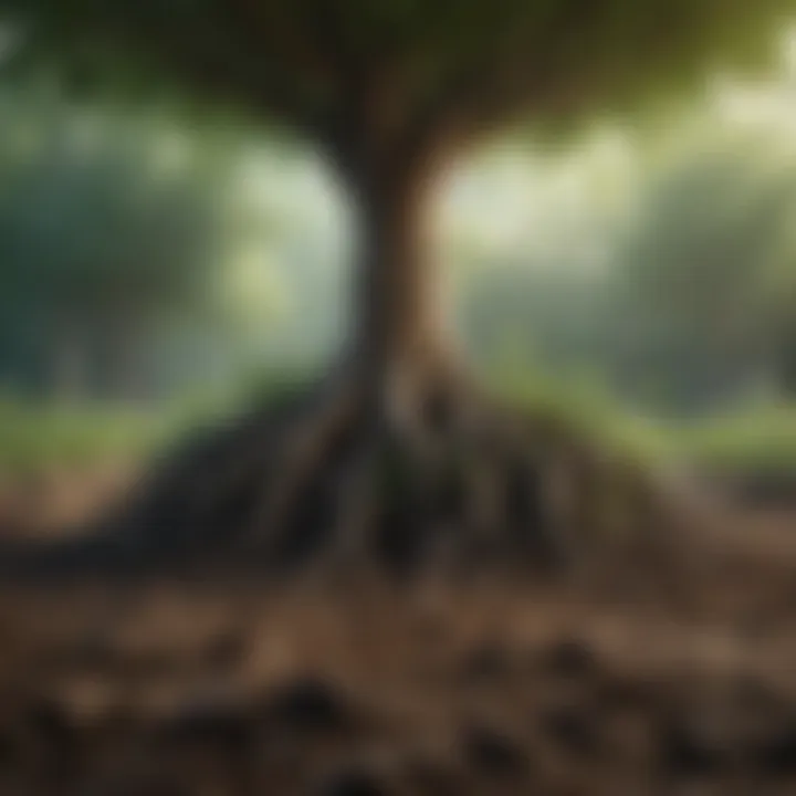 Illustration of root systems benefiting from fertilizers
