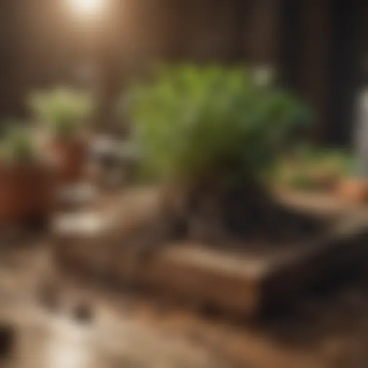 Different types of root promoting fertilizers on a wooden table
